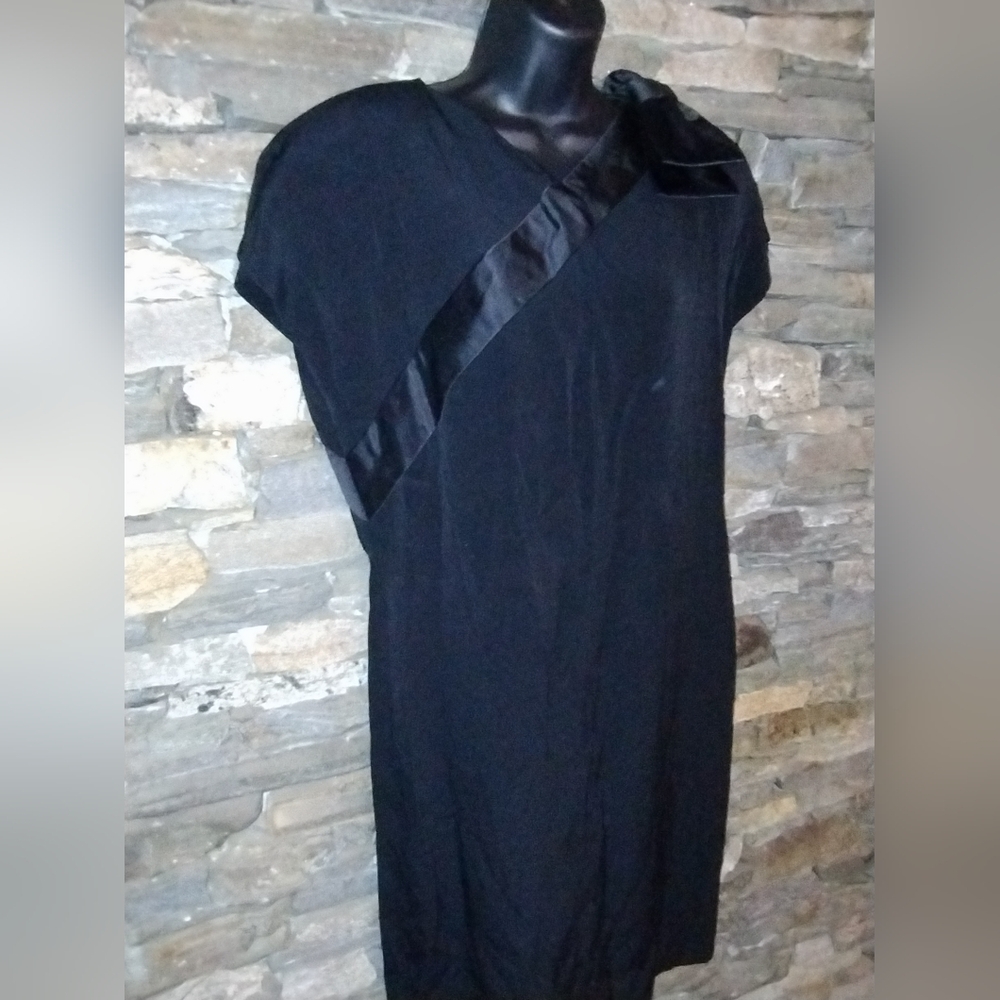 Adele Simpson Vintage Black Formal Shift Dress Wi… - image 3